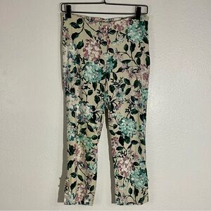 J. Jill Linen-Blend Stretch Floral Cropped Pants Size XS Petite